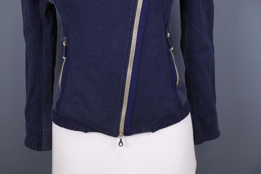 FRAUENSCHUH Blue 100%Cotton Mock Neck Long Sleeve Zipper Pockets Jacket – Size 2