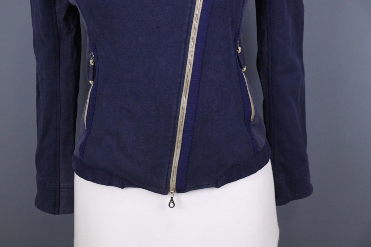 FRAUENSCHUH Blue 100%Cotton Mock Neck Long Sleeve Zipper Pockets Jacket – Size 2