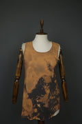 Tank Top Brown Black 100% Cotton Tie-Dye Wide Strap Round Neck Pullover – Size M