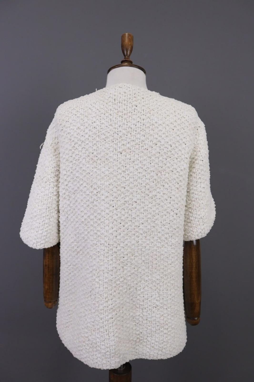 GANNI White Knit Open Front 3/4 Sleeve Cardigan Sweater – Size S