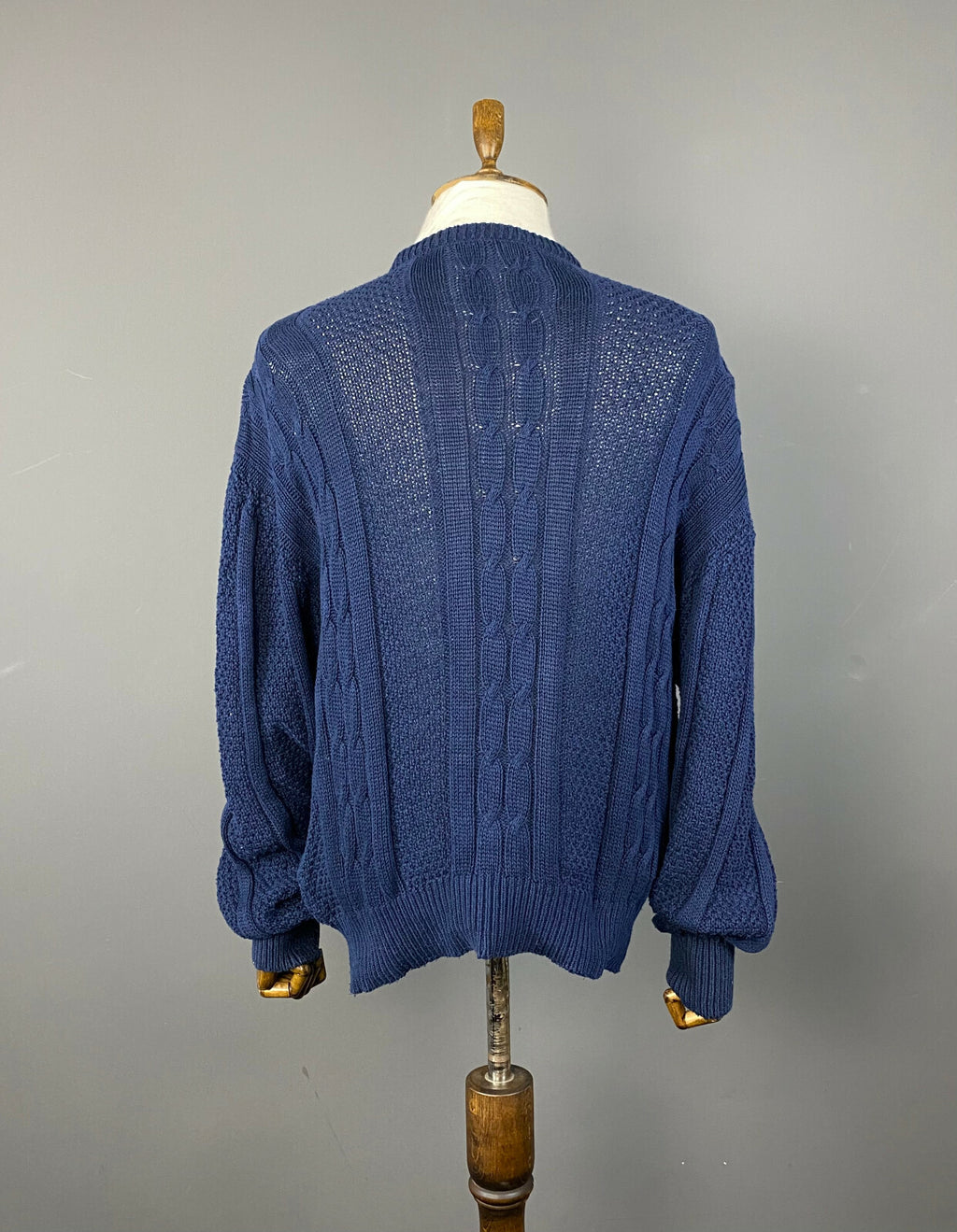 Vintage Chemise Lacoste Blue Cotton Cable Knit Jumper Sweater – Men's 5 / L