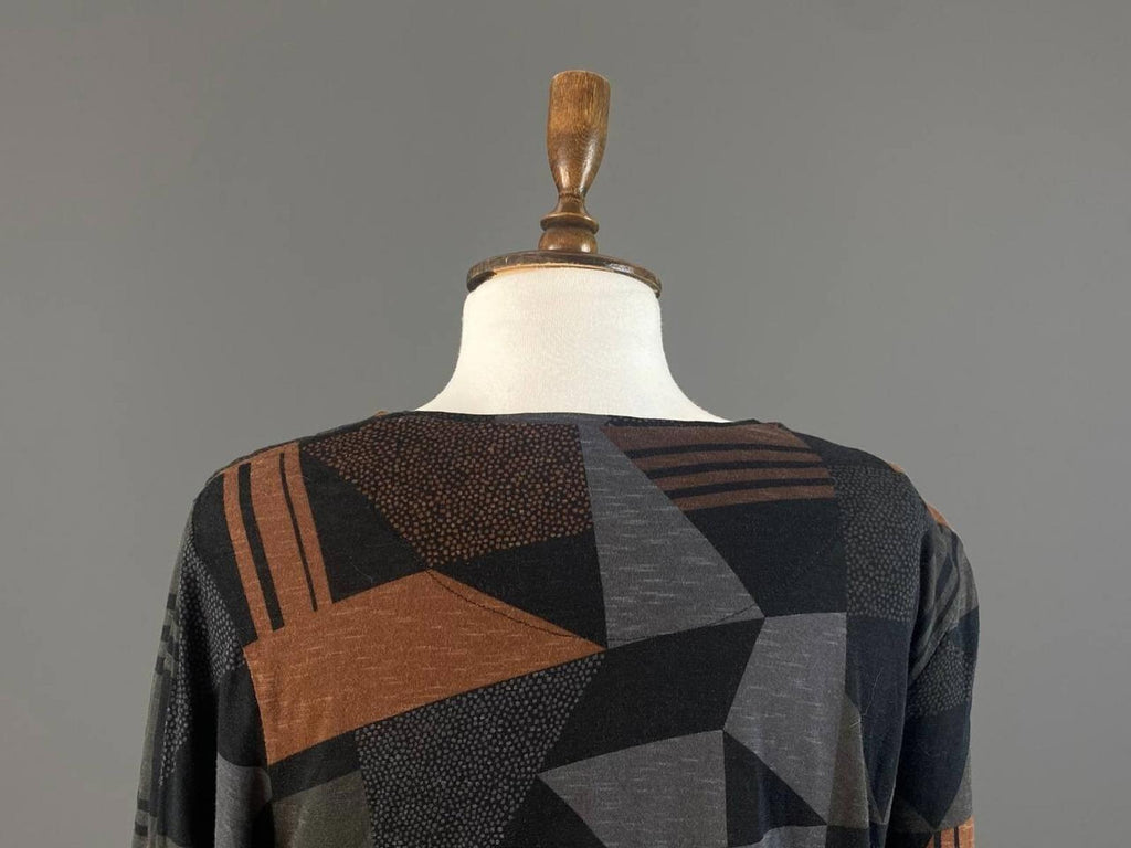 GUDRUN SJODEN Multicolor Abstract Geometric Long Sleeve Wrap Tunic Shirt – Size M