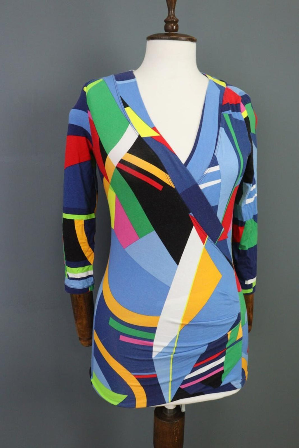 RALPH LAUREN BLACK LABEL Multicolro Colorful 3/4 Sleeve Stretch Blouse Top