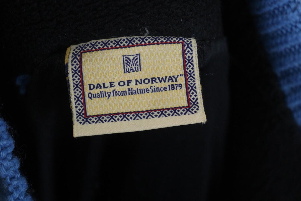 DALE OF NORWAY Blue Fair Isle Pure Wool Knit 1/4 Zip Ski Sweater