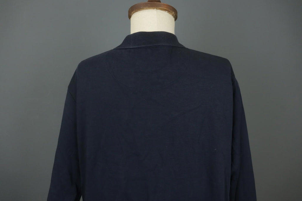 Carlo Colucci Navy 100% Cotton Long Sleeve Collared Popover Polo Shirt – Size L