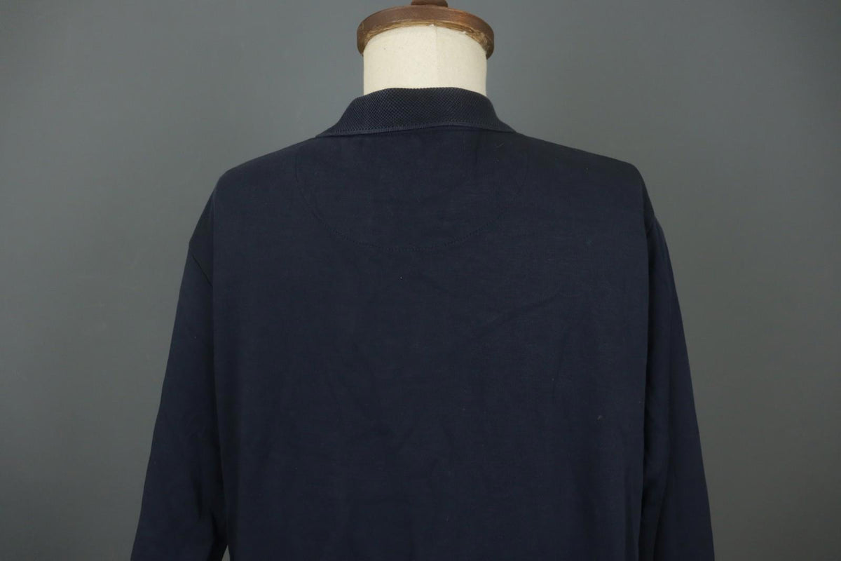 Carlo Colucci Navy 100% Cotton Long Sleeve Collared Popover Polo Shirt – Size L