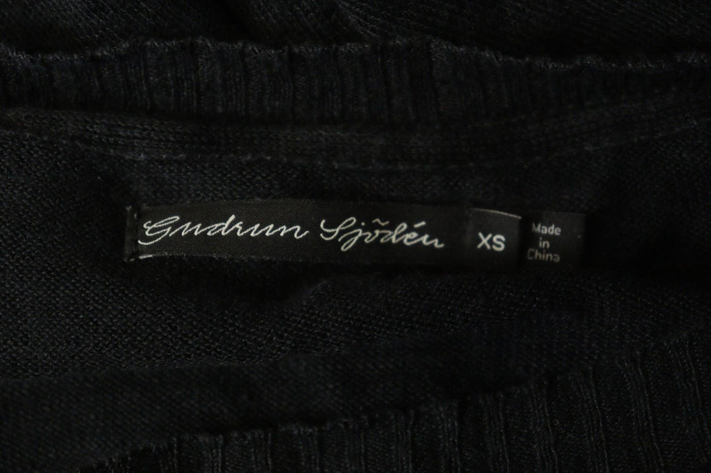 GUDRUN SJODEN Black Linen Knitted Long Sleeve Round Neck Pullover Sweater Sz XS