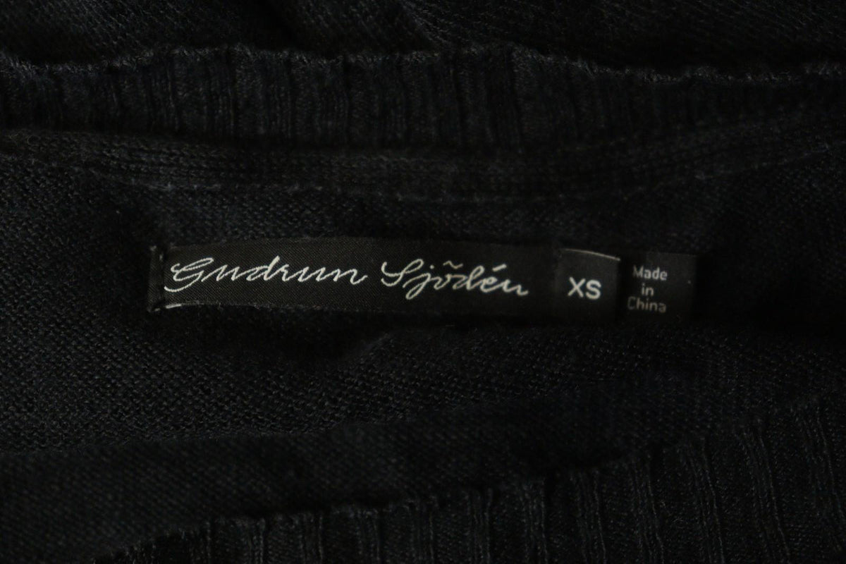 GUDRUN SJODEN Black Linen Knitted Long Sleeve Round Neck Pullover Sweater Sz XS