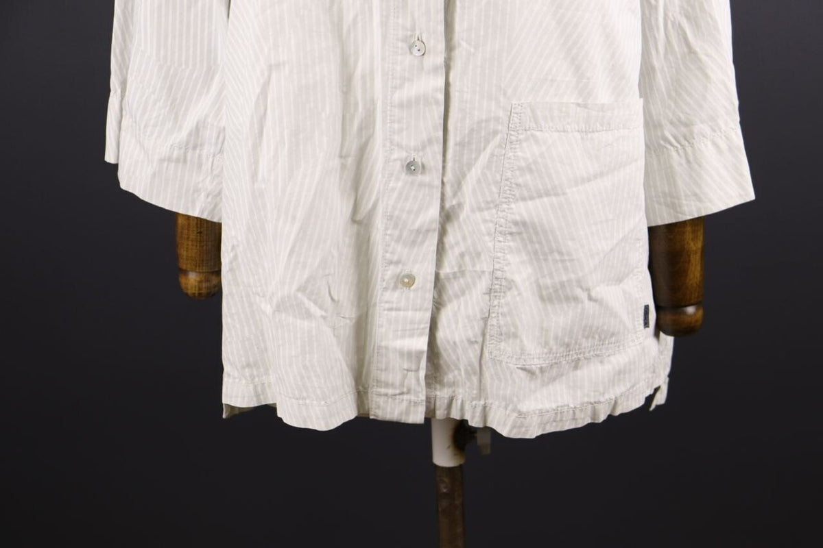 Oska White Relaxed Stripe Long Sleeve Tunic Shirt Dress Short – Size 4