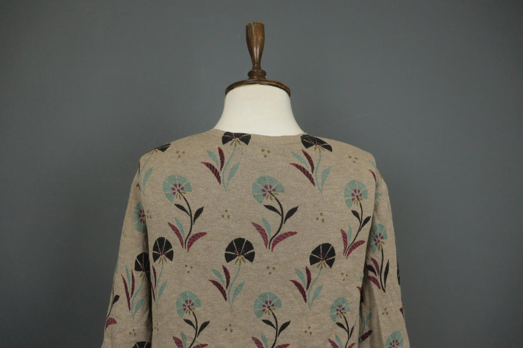 GUDRUN SJODEN Multicolor Floral 100% Cotton Button Front Cardigan Sweater – Size S
