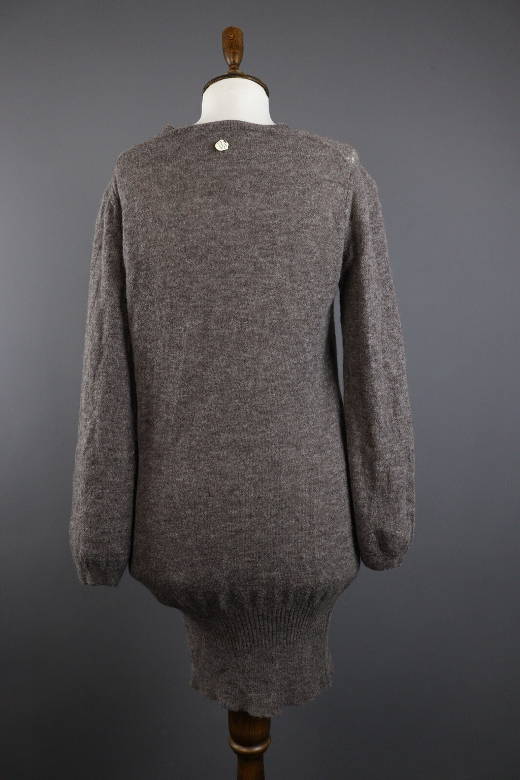 Manila Grace Denim Alpaca Wool Long Sleeve Distressed Bodycon Sweater Dress 2