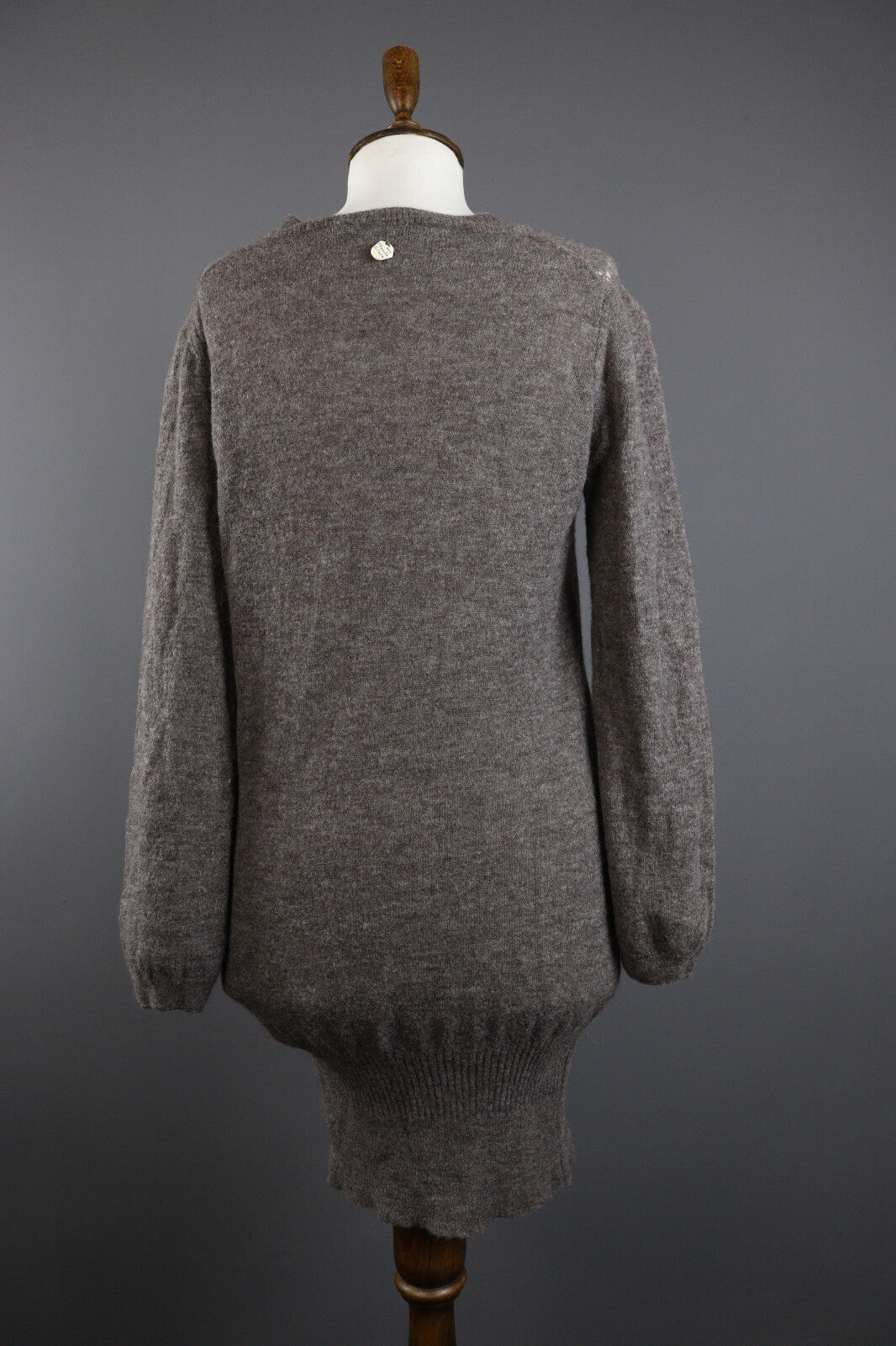 Manila Grace Denim Alpaca Wool Long Sleeve Distressed Bodycon Sweater Dress 2