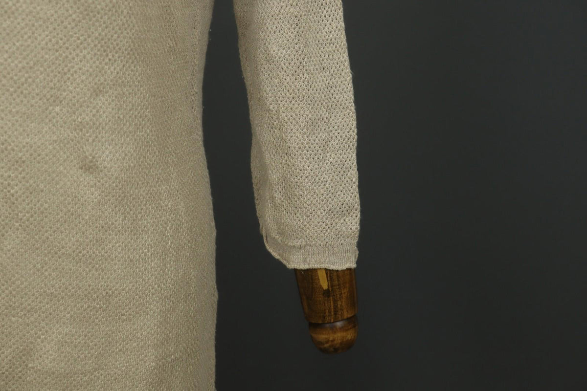 GUDRUN SJODEN Tan 100% Linen Long Sleeve Round Neck Pullover Shift Dress – Size S
