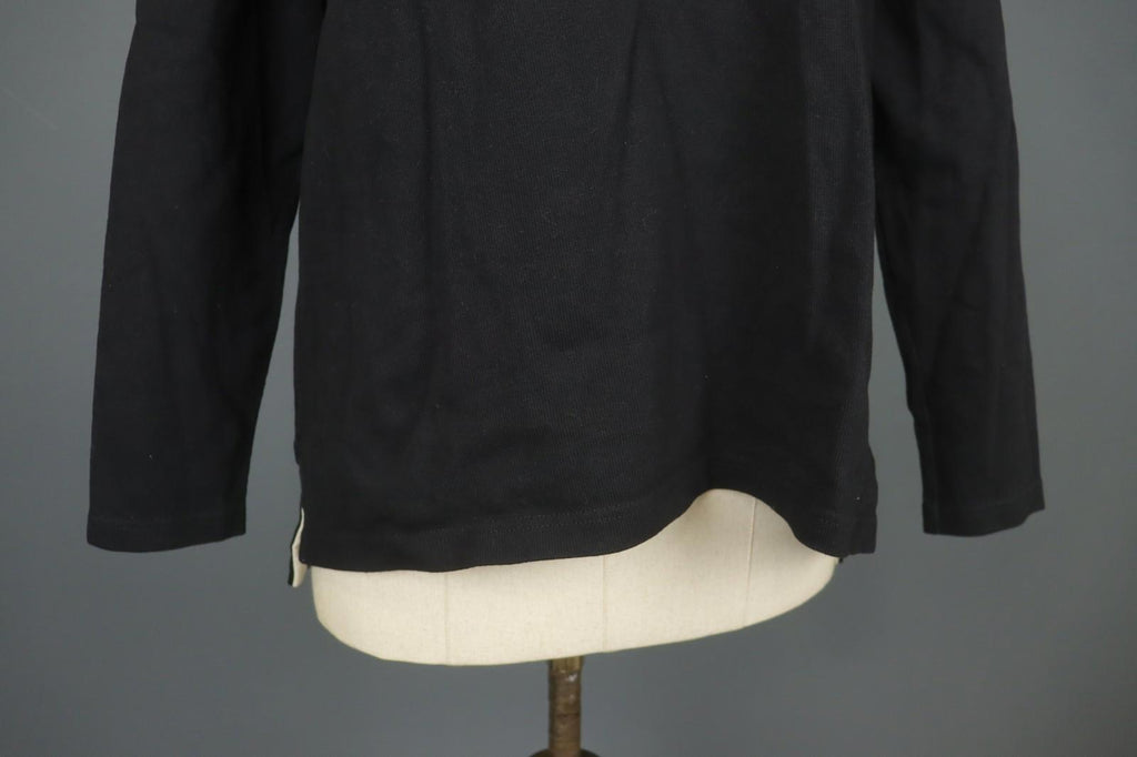 GUDRUN SJODEN Black Cotton Long Sleeve Round Neck Slit Pullover Sweater – Size M