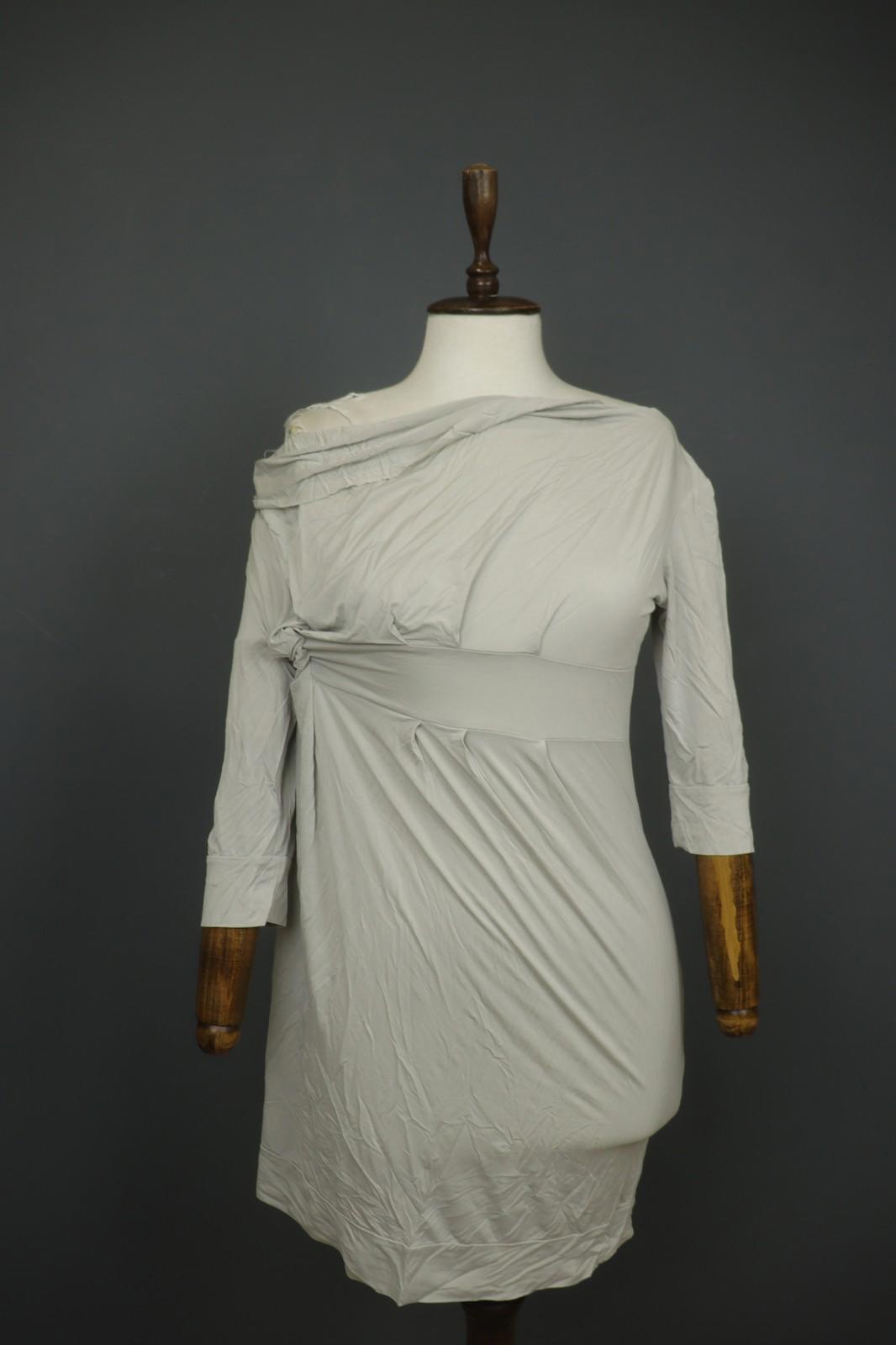 TRANSIT PAR-SUCH White Rayon Knotted 3/4 Sleeve Off the Shoulder Dress – Size 3