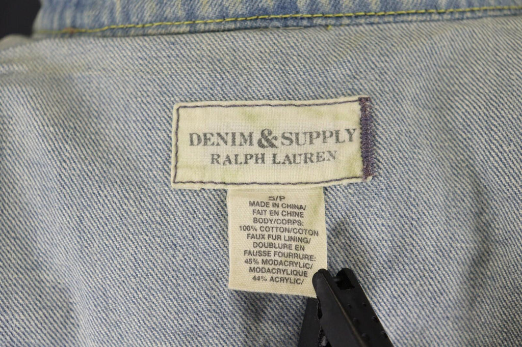 DENIM & SUPPLY RALPH LAUREN Blue Denim Faux Fur Vest Gilet – Size S