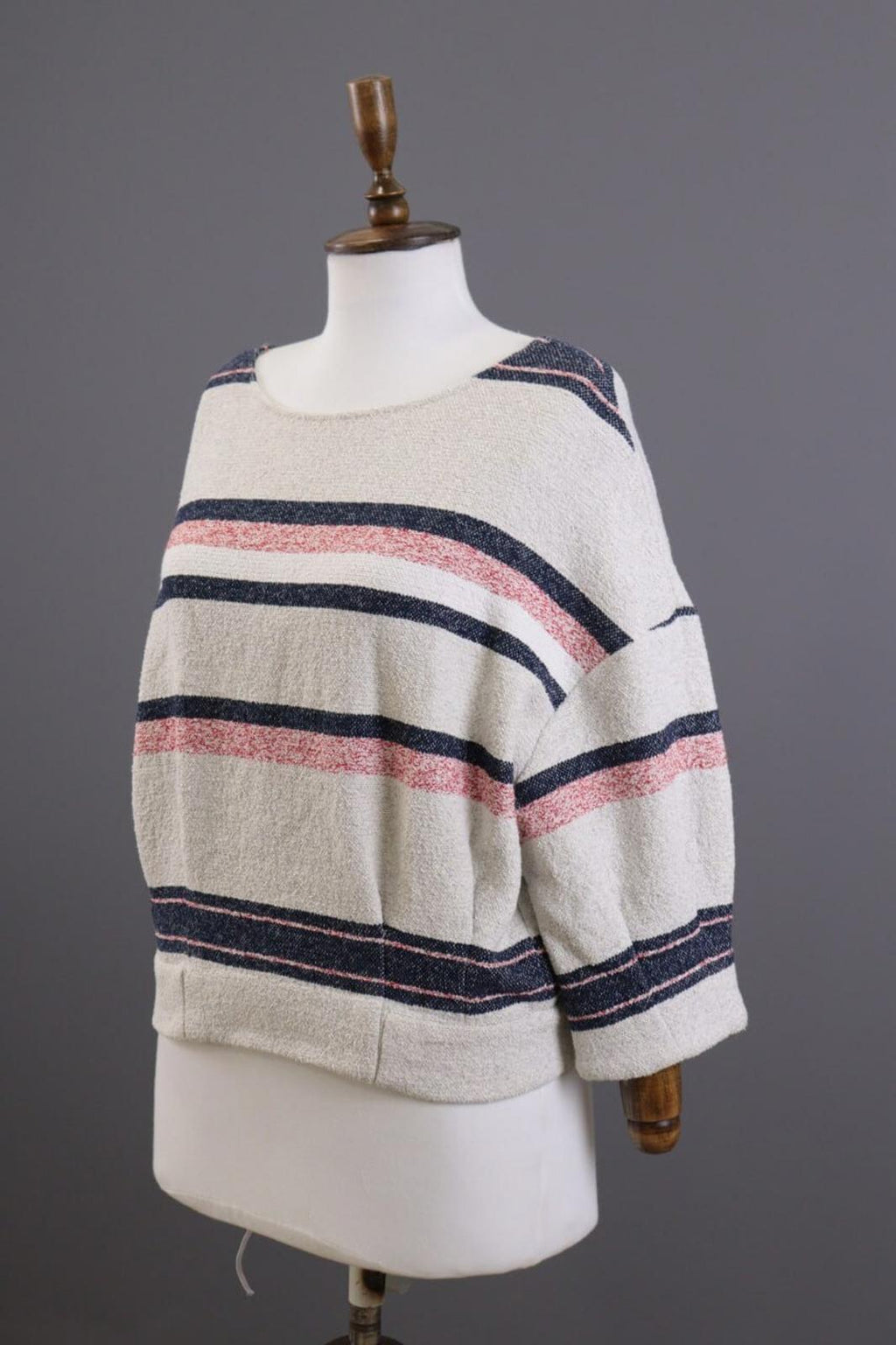Used BA&SH ZOLA Beige Striped 3/4 Sleeve Cropped Sweater – Size 1