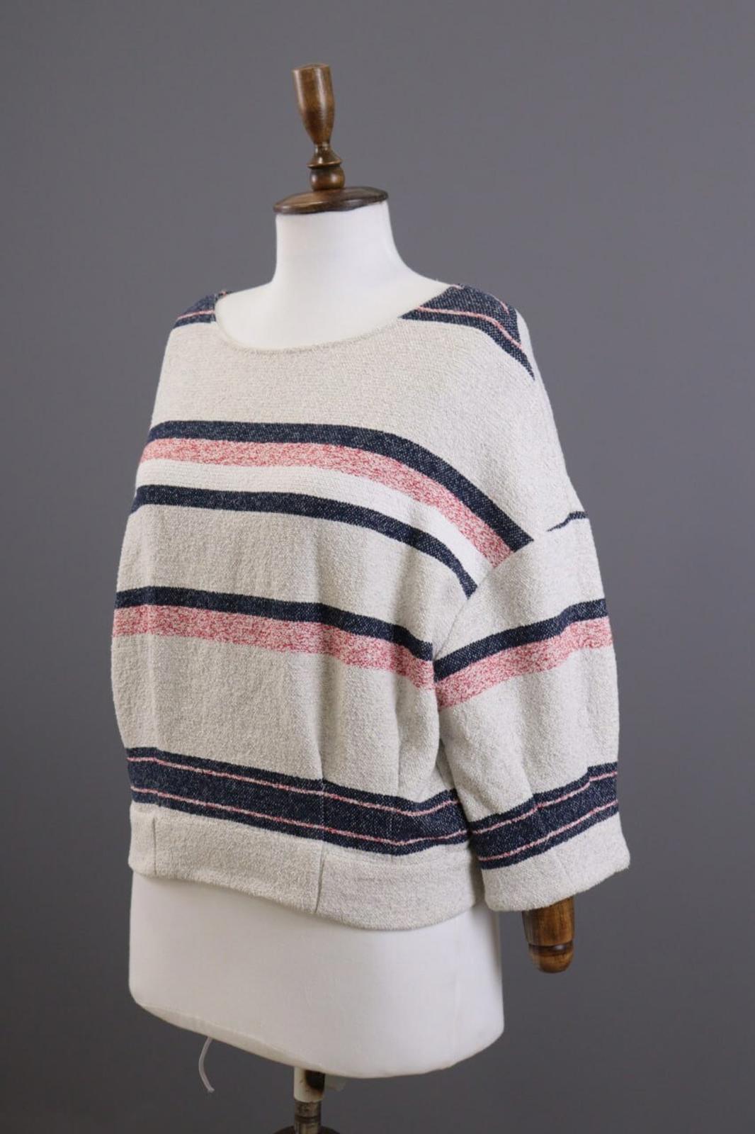 Used BA&SH ZOLA Beige Striped 3/4 Sleeve Cropped Sweater – Size 1