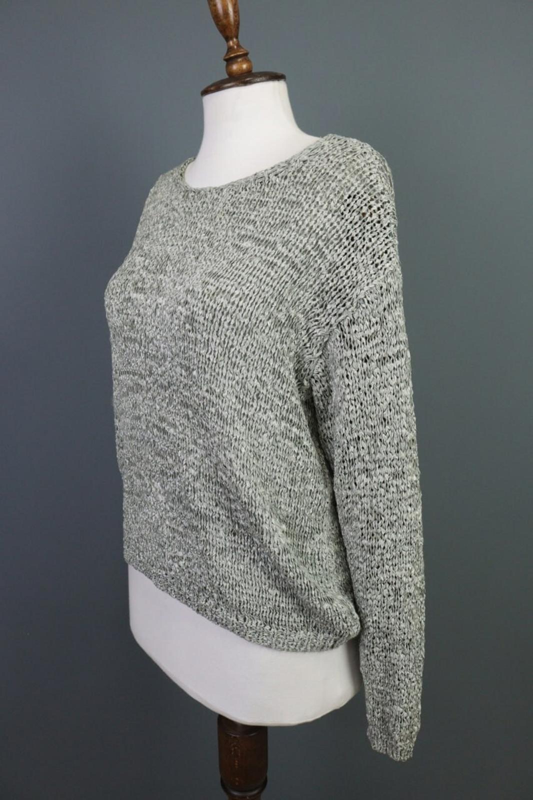 ANNETTE GORTZ Gray Open Knit Crew Neck Knit Sweater – Size M