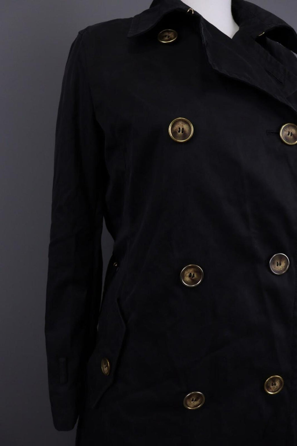 WEEKEND MAX MARA Black Double Breasted Belted Trench Coat – Size I 44 / GB 12 / S