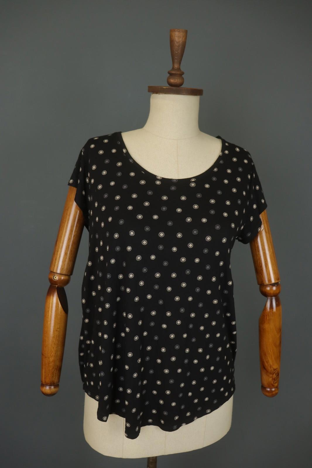 GUDRUN SJODEN Multi Polka Dot Short Sleeve Round Neck Pullover Blouse Top – Size M