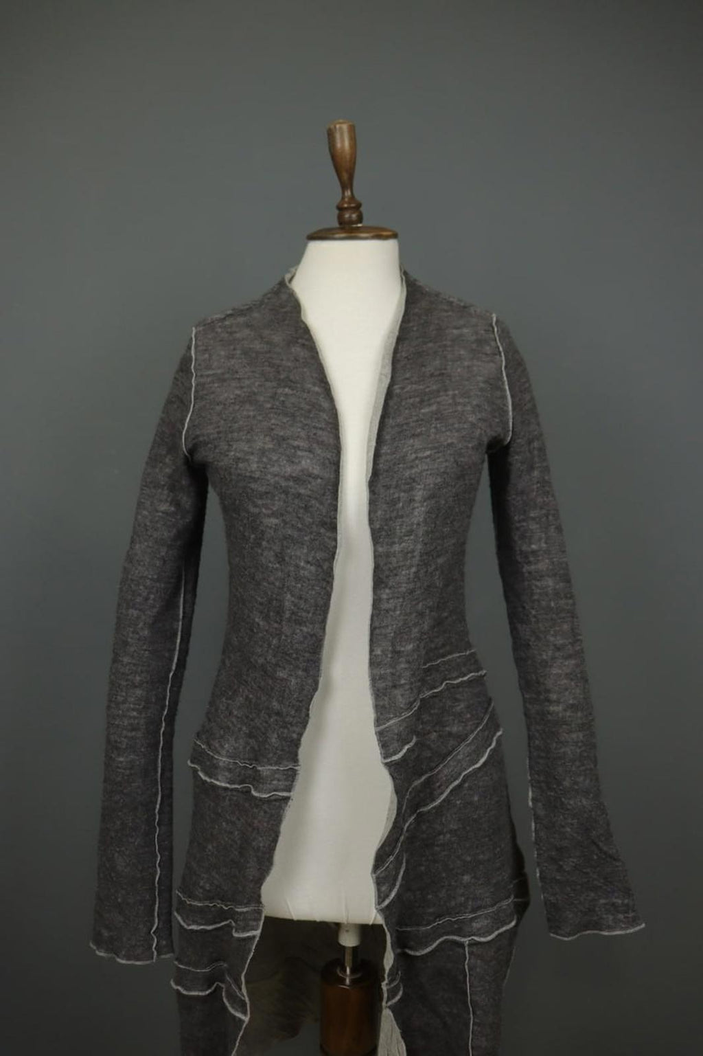 RUNDHOLZ BLACK LABEL Gray Cotton Long Sleeve Open Front Cardigan Sweater – Size 0S
