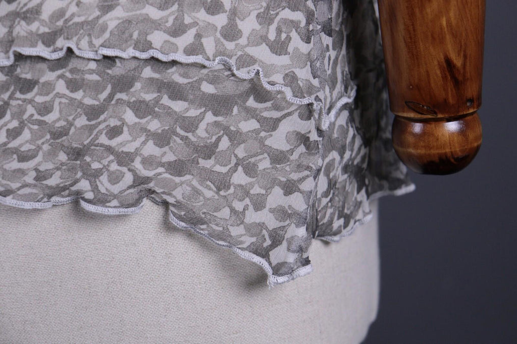TRANSIT PAR SUCH Gray Silk Abstract Sleeveless Mesh Tank Top – Size M
