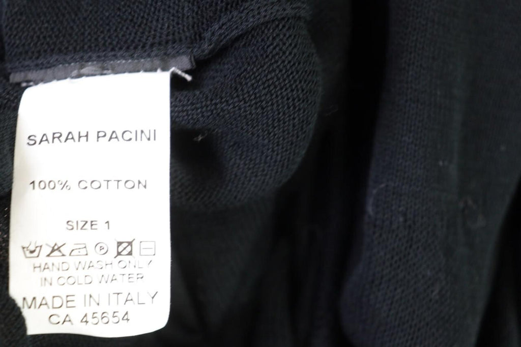 SARAH PACINI Black Knit Mesh Turtle Neck Sweater Midi Dress – Size 1