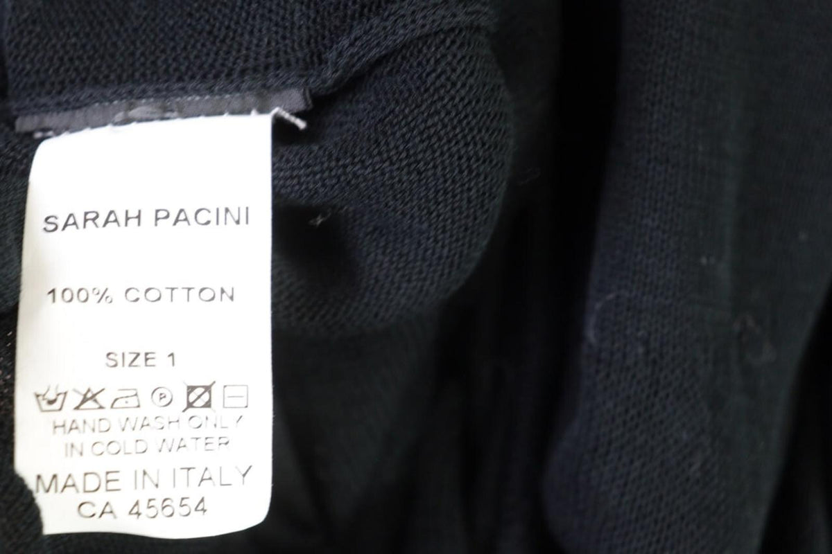 SARAH PACINI Black Knit Mesh Turtle Neck Sweater Midi Dress – Size 1