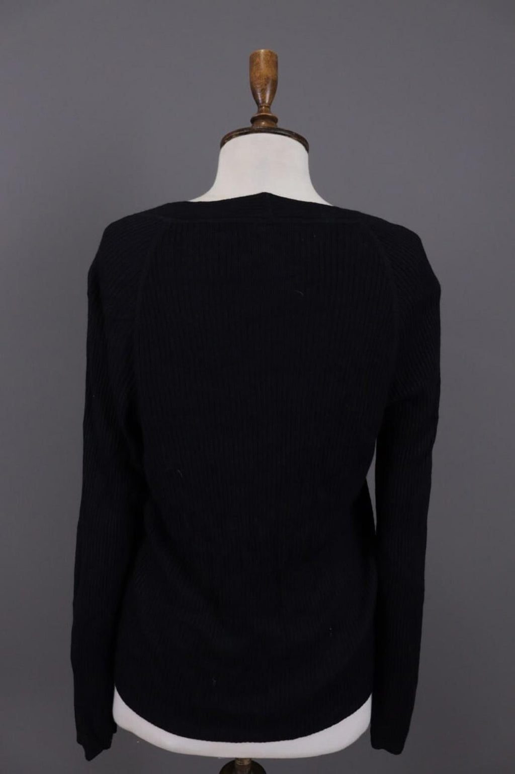 ANNETTE GORTZ Black Ribbed Cashmere Knit Cardigan Sweater – Size L