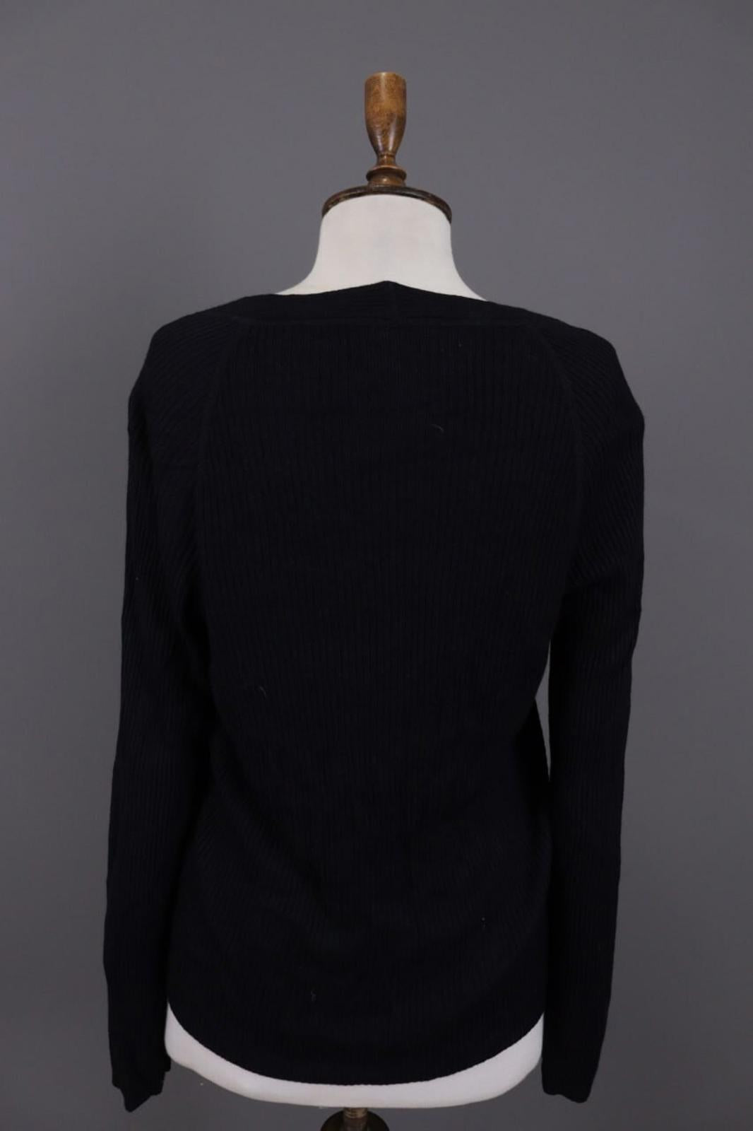 ANNETTE GORTZ Black Ribbed Cashmere Knit Cardigan Sweater – Size L