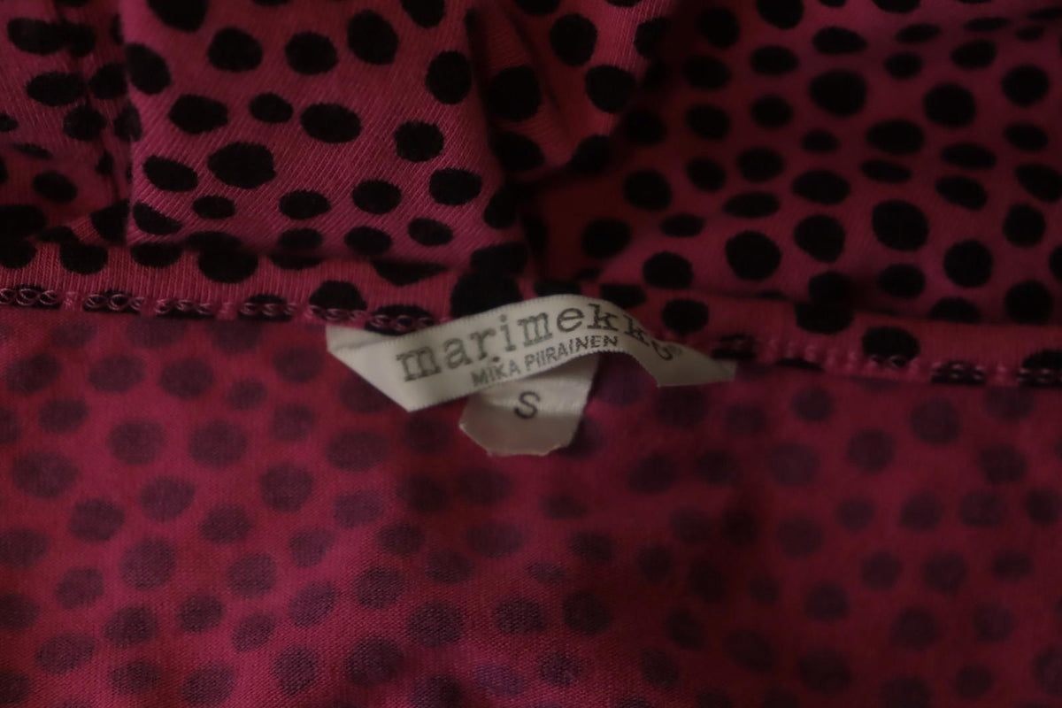 MARIMEKKO Pink Polka Dot Cotton Long Sleeve Scoop Neck Sheath Dress – Size S