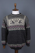 DALE OF NORWAY Black Deer Fair Isle Wool Knit Ski Sweater – Size XXL / 2XL