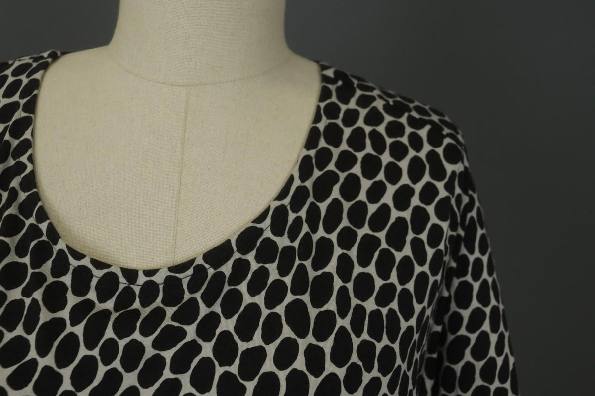 GUDRUN SJODEN Black & White Cotton Long Sleeve Round Neck Blouse Top – Size XL