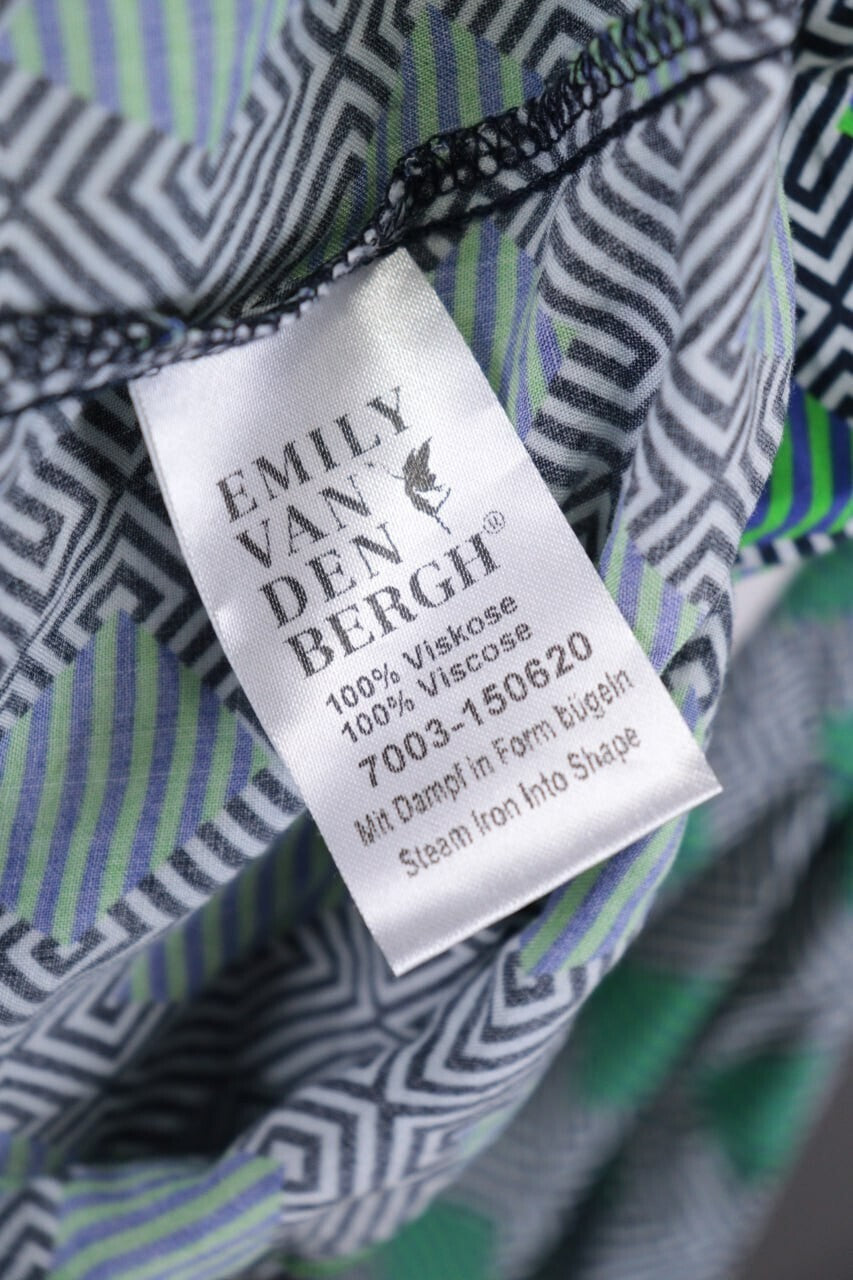 Emily Van Den Bergh Green Geometric Summer Long Sleeve Shirt Top – Size 38
