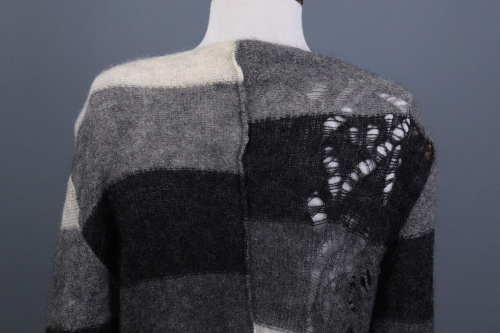 SARAH PACINI Multicolor Colorblock Mohair Wool Knit Cape Cardigan One Size