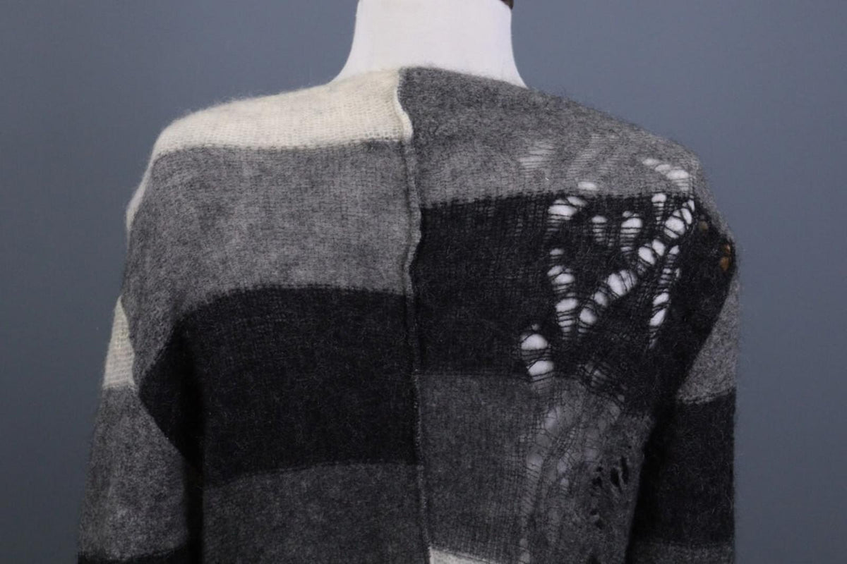 SARAH PACINI Multicolor Colorblock Mohair Wool Knit Cape Cardigan One Size