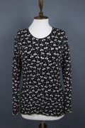 GUDRUN SJODEN Black Geometric Long Sleeve Top Blouse – Size S