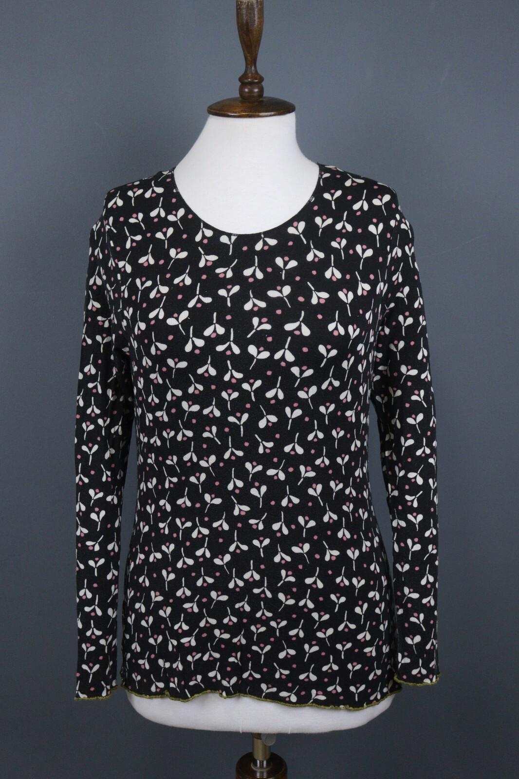 GUDRUN SJODEN Black Geometric Long Sleeve Top Blouse – Size S
