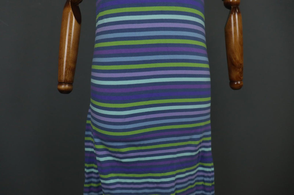 GUDRUN SJODEN Multi Striped Sleeveless Square Neck Pullover Tank Dress – Size S