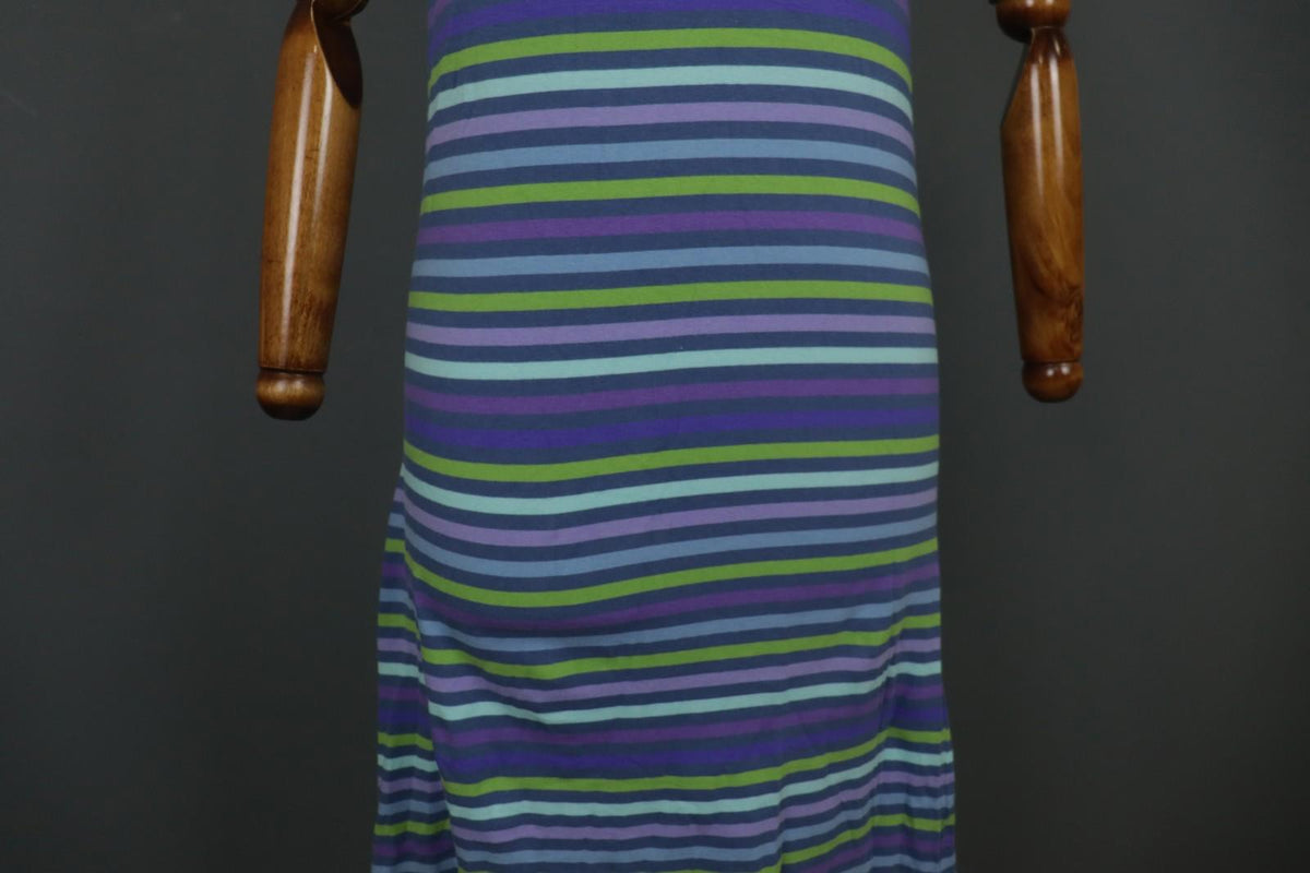 GUDRUN SJODEN Multi Striped Sleeveless Square Neck Pullover Tank Dress – Size S