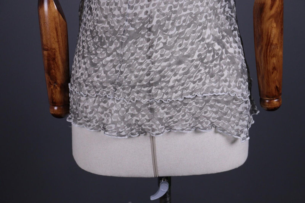 TRANSIT PAR SUCH Gray Silk Abstract Sleeveless Mesh Tank Top – Size M