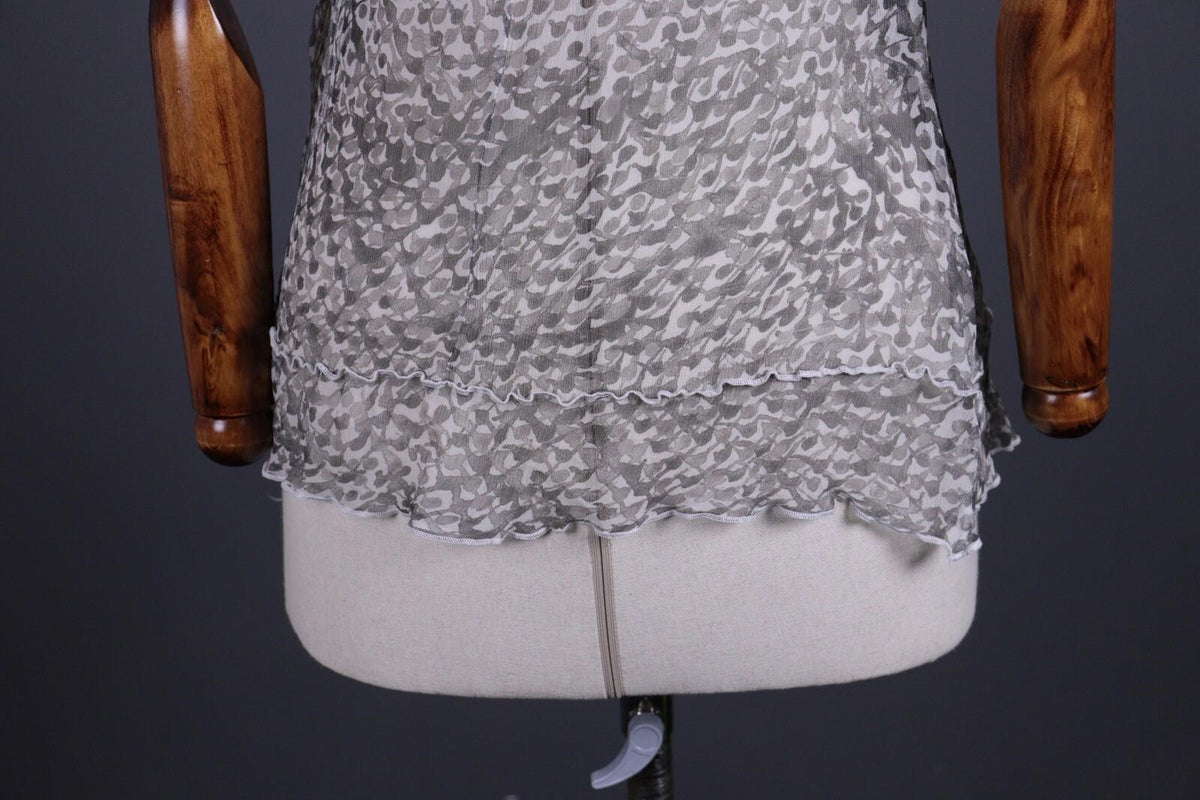 TRANSIT PAR SUCH Gray Silk Abstract Sleeveless Mesh Tank Top – Size M