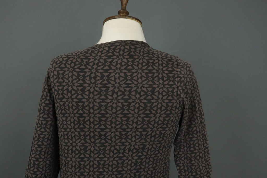 GUDRUN SJODEN Brown Printed Long Sleeve Round Neck Tunic Blouse Top – Size S