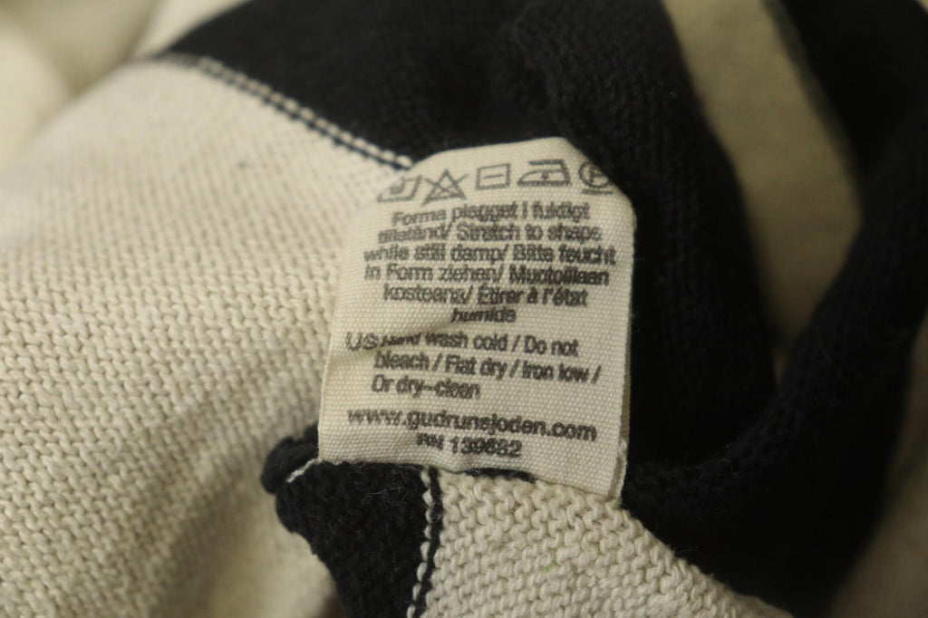 GUDRUN SJODEN White Black Striped 100% Cotton Tight Knit Pullover Sweater – Size S