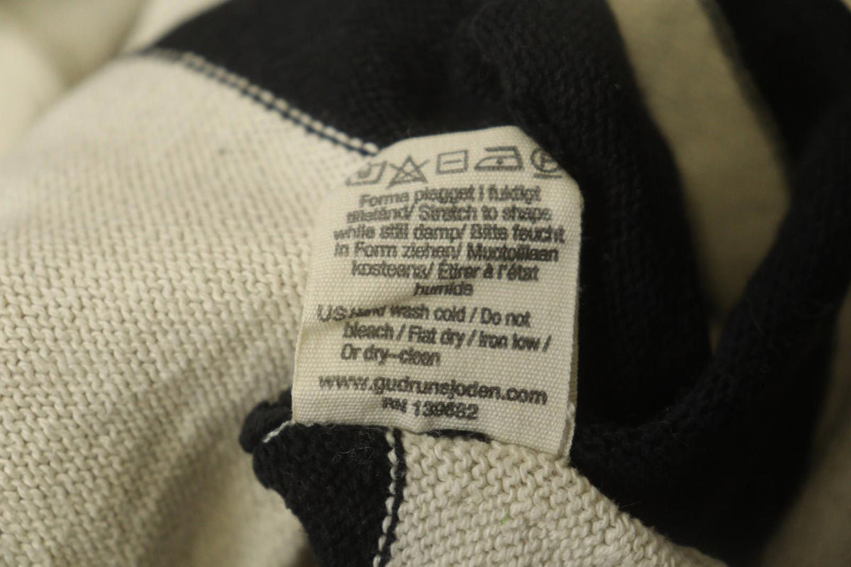 GUDRUN SJODEN White Black Striped 100% Cotton Tight Knit Pullover Sweater – Size S