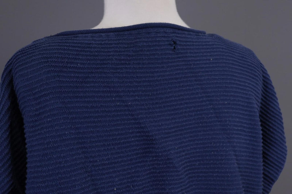 GUDRUN SJODEN Blouse Top Blue Striped Round Neck Short Sleeve Pullover M/L