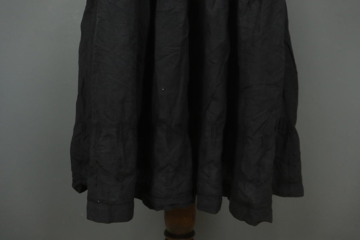 GUDRUN SJODEN Black 100% Cotton Sleeveless Square Neck Backless Tank Dress Sz S