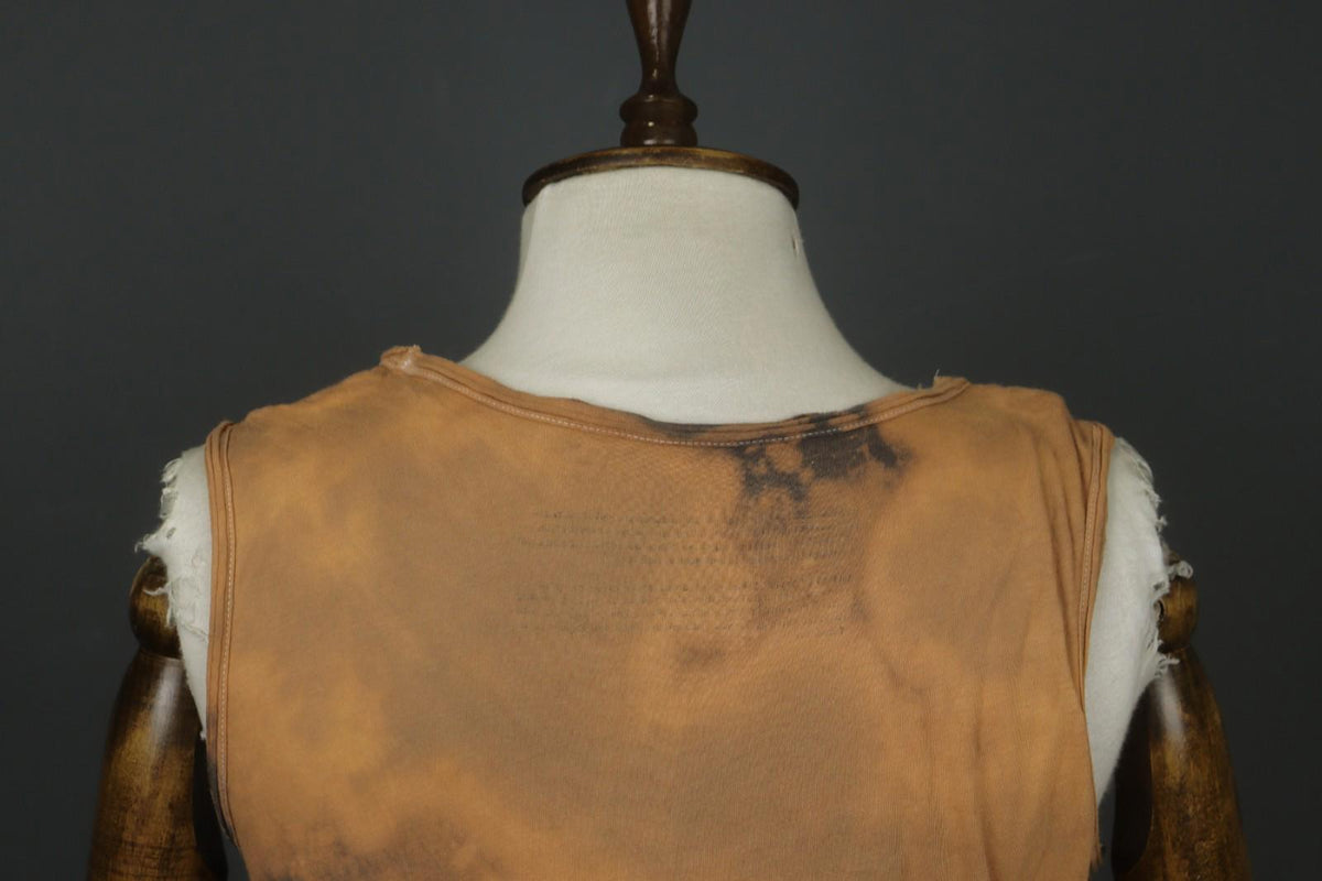 Tank Top Brown Black 100% Cotton Tie-Dye Wide Strap Round Neck Pullover – Size M