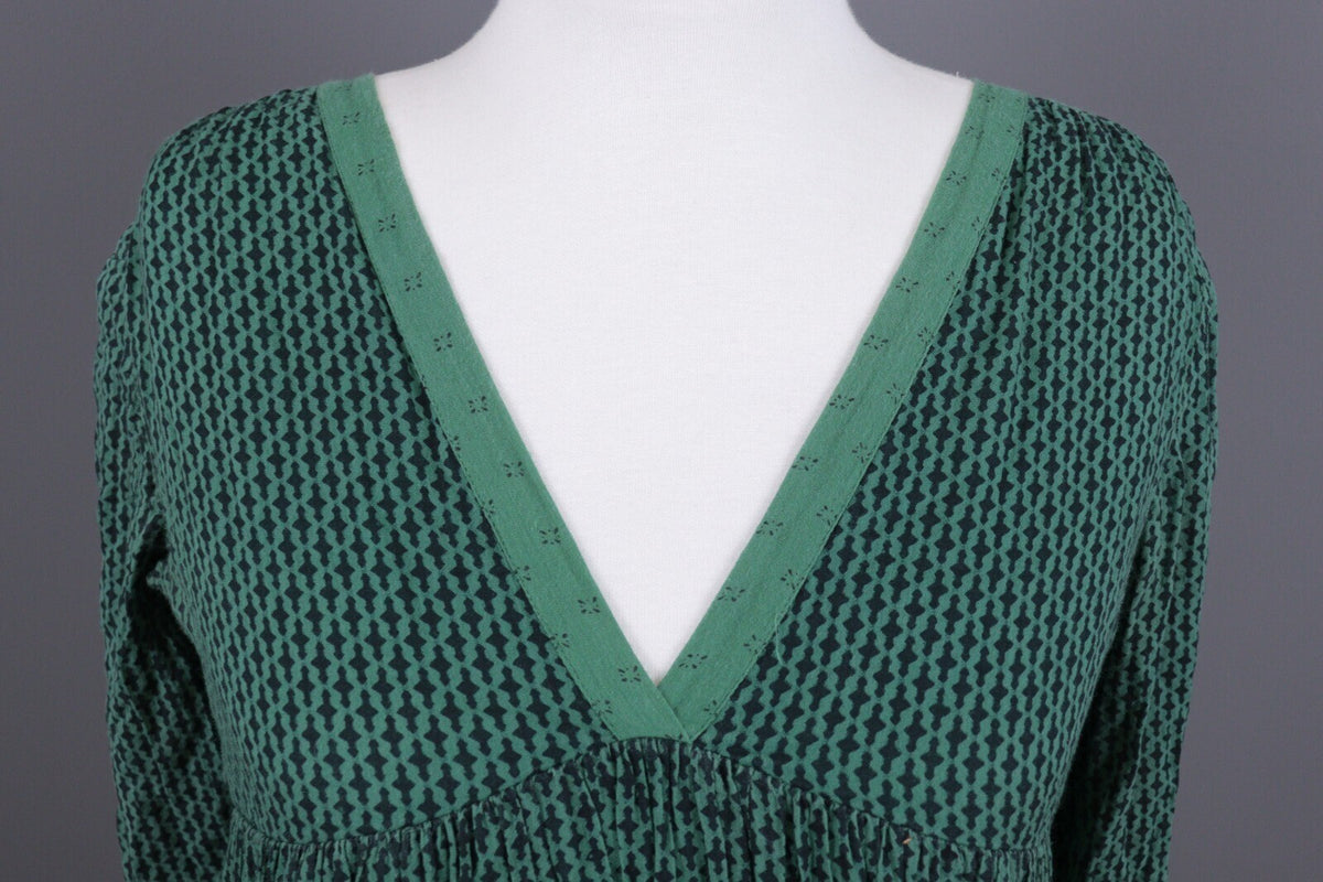 BA&SH Tanja Green Lagenlook Relaxed 3/4 Sleeve Blouson Dress – Size 0 / XS